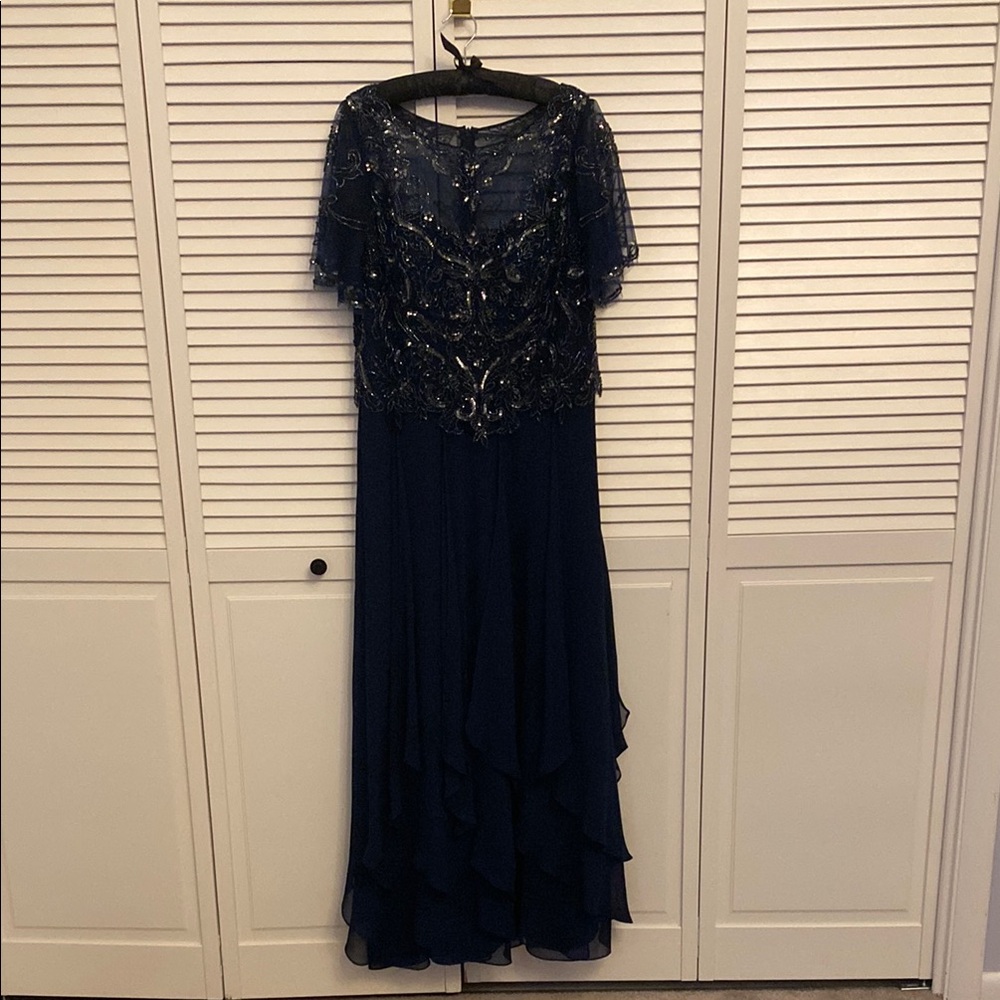 Blue Tiered Maxi Dress with Flutter Sleeves